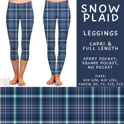 Batch #611 - Winter Collection - Closes 11/9 - ETA early/mid Jan - Snow Plaid Full and Capri Length Leggings