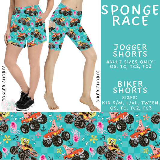 Batch #531 - Cool Characters 15 - Closes 5/18 - ETA late July - Sponge Race Biker & Jogger Shorts