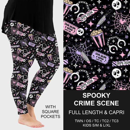 B297 - Preorder Spooky Crime Scene Leggings w/ Pockets (Closes 6/28. ETA: early Sept.)