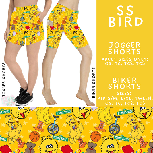Batch #544 - Cool Characters 16 - Closes 6/17 - ETA mid August - SS Bird Biker & Jogger Shorts