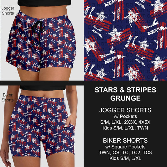 B284 - Preorder Stars and Stripes Grunge Jogger/Biker Shorts (Closes 4/12. ETA: early June)