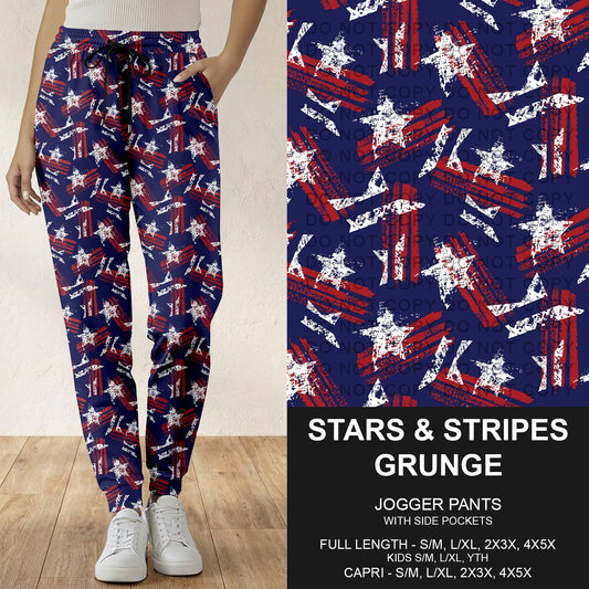 B284 - Preorder Stars and Stripes Grunge Joggers (Closes 4/12. ETA: early June)