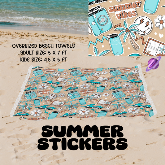 Summer Stickers -OVERSIZED BEACH TOWEL 6-PREORDER CLOSING 3/20