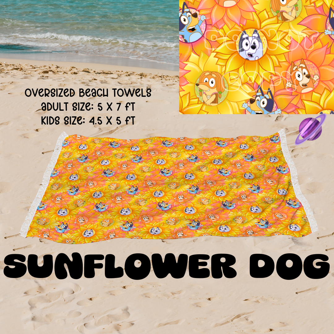 Sunflower Dog -OVERSIZED BEACH TOWEL 6-PREORDER CLOSING 3/20
