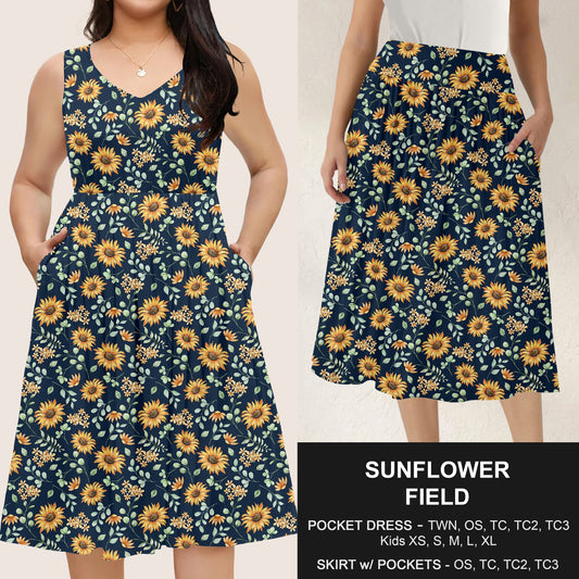 B285 - Preorder Sunflower Field Dress/Skirt with Pockets (Closes 4/15. ETA: mid June)