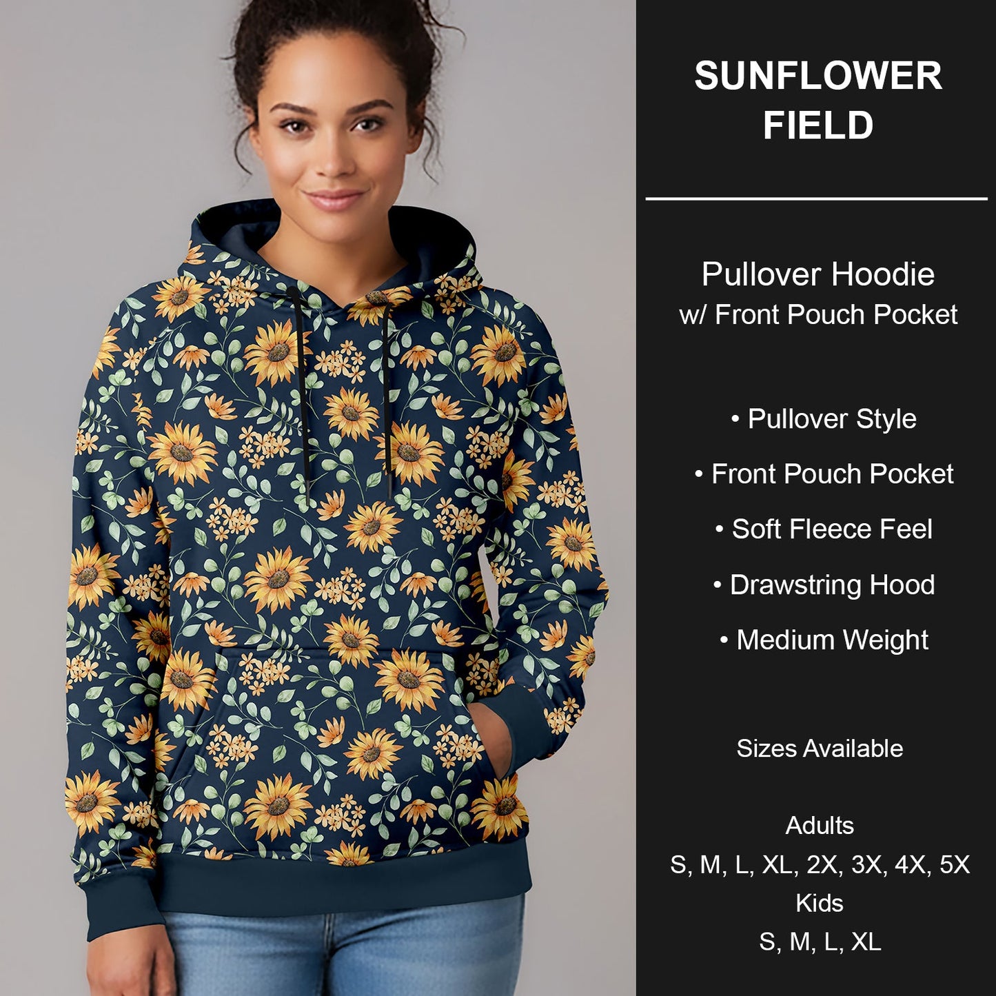 B266 - Preorder Sunflower Field Pullover Hoodie (Closes 12/17. ETA late Feb.)