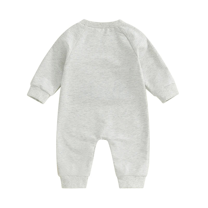 Baby Boys Mama's Boy / Little Dude Fall Romper Letter Embroidery Long Sleeve Crew Neck Full Length Jumpsuit