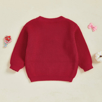 Baby Toddler Kids Girl Halloween Sweater Long Sleeve Round Neck Ghost Flower Embroidery Knit Pullover Top