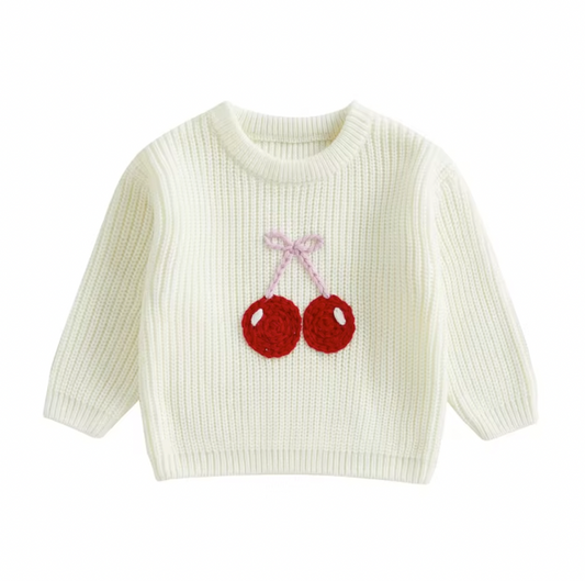 White Cherry Oversized Sweater