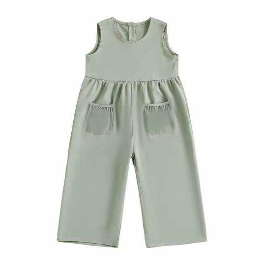 Green Tank Wide Leg Pocket Jumpsuit