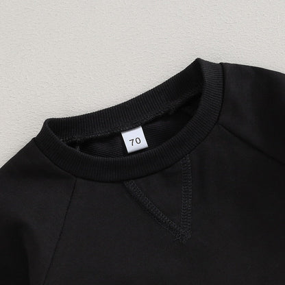 Toddler Baby Boys Girls 2Pcs Fall Outfits Long Sleeve Split Hem Tops Pocket Pants Solid Color Clothes Sets