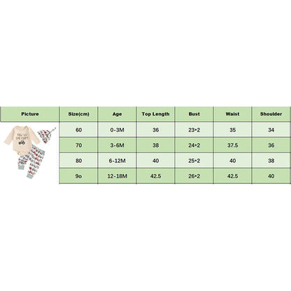 Baby Boys 3Pcs New To The Farm Long Sleeve O-Neck Embroidery Romper with Tractor Print Pants Hat Outfit Set