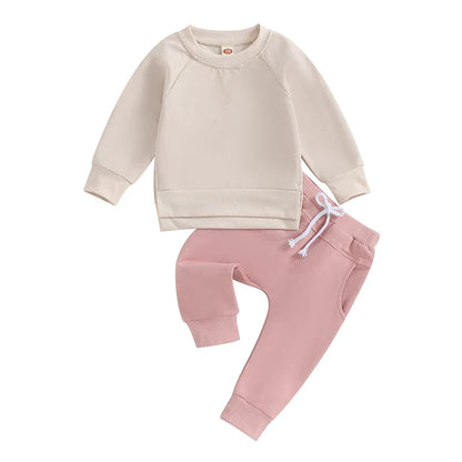 Baby Toddler Boy Girl 2Pcs Outfit Long Sleeve Crewneck Pullover Top Jogger Pant Set