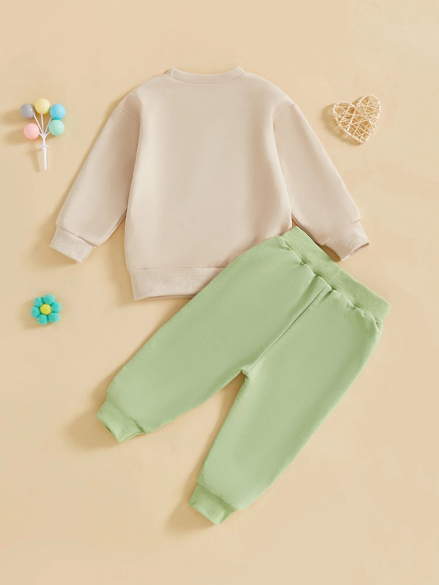 Baby Toddler Boy 2Pcs Birthday Boy Outfit Letter Ballon Embroidery Long Sleeve Pullover Crewneck Top Elastic Waist Solid Pants Jogger Set