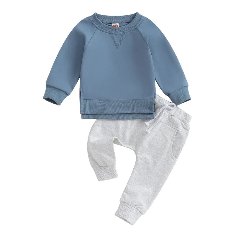 Baby Toddler Boy Girl 2Pcs Outfit Long Sleeve Crewneck Pullover Top Jogger Pant Set