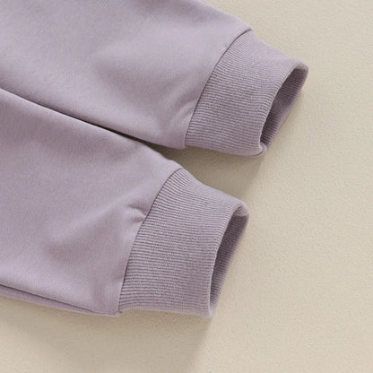 Toddler Baby Boy Girl 2Pcs Set Crewneck Solid Color Long Sleeve Top with Pocket Jogger Pants Outfit