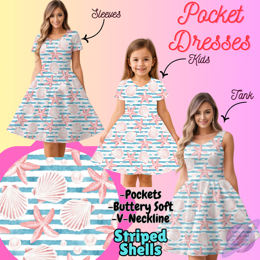 STRIPED SHELLS-POCKET DRESS PREORDER-CLOSING 3/16