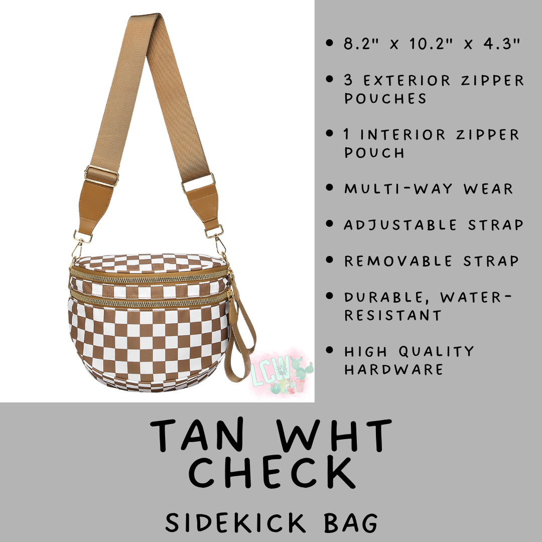 Batch #577 - Sidekick Bag - Closes 8/28 - ETA early/mid October - Tan Wht Check Sidekick Bag