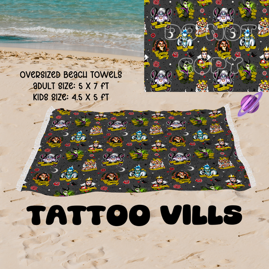 Tattoo Vills-OVERSIZED BEACH TOWEL 6-PREORDER CLOSING 3/20