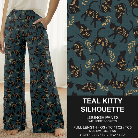 B277 - Preorder Teal Kitty Silhouette Lounge Pants (Closes 3/08. ETA: mid May)