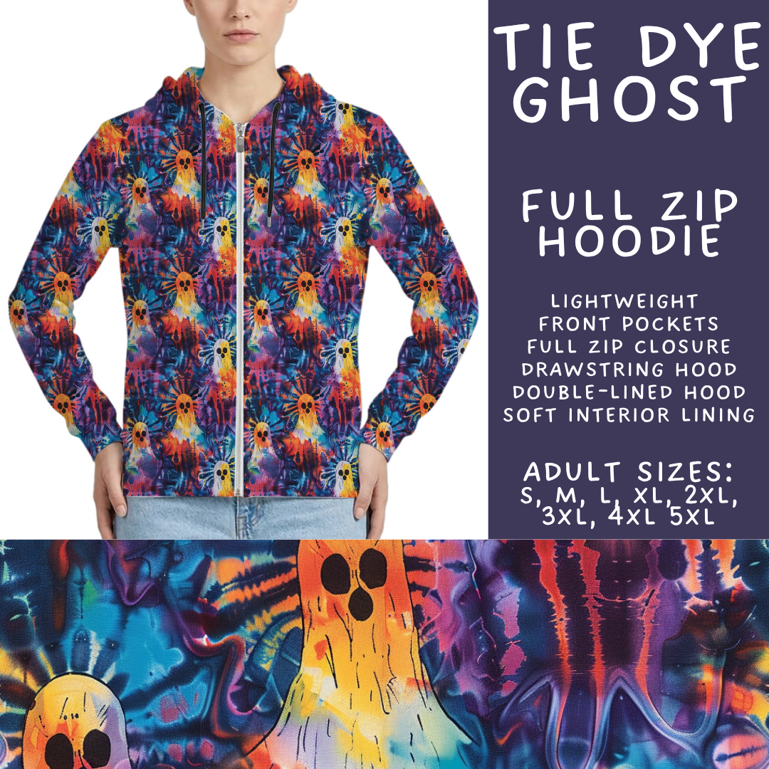 Batch #560 - Halloween 4 - Closes 7/26 - ETA late Sept - Tie Dye Ghost Full Zip Hoodie