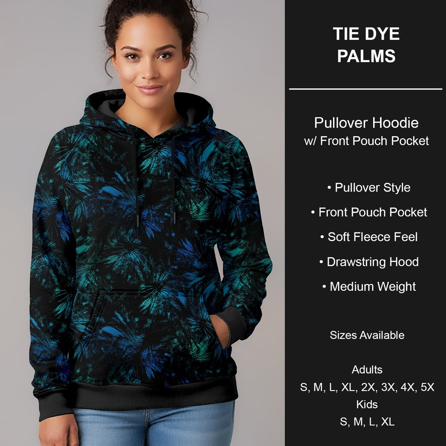 B266 - Preorder Tie Dye Palms Pullover Hoodie (Closes 12/17. ETA late Feb.)