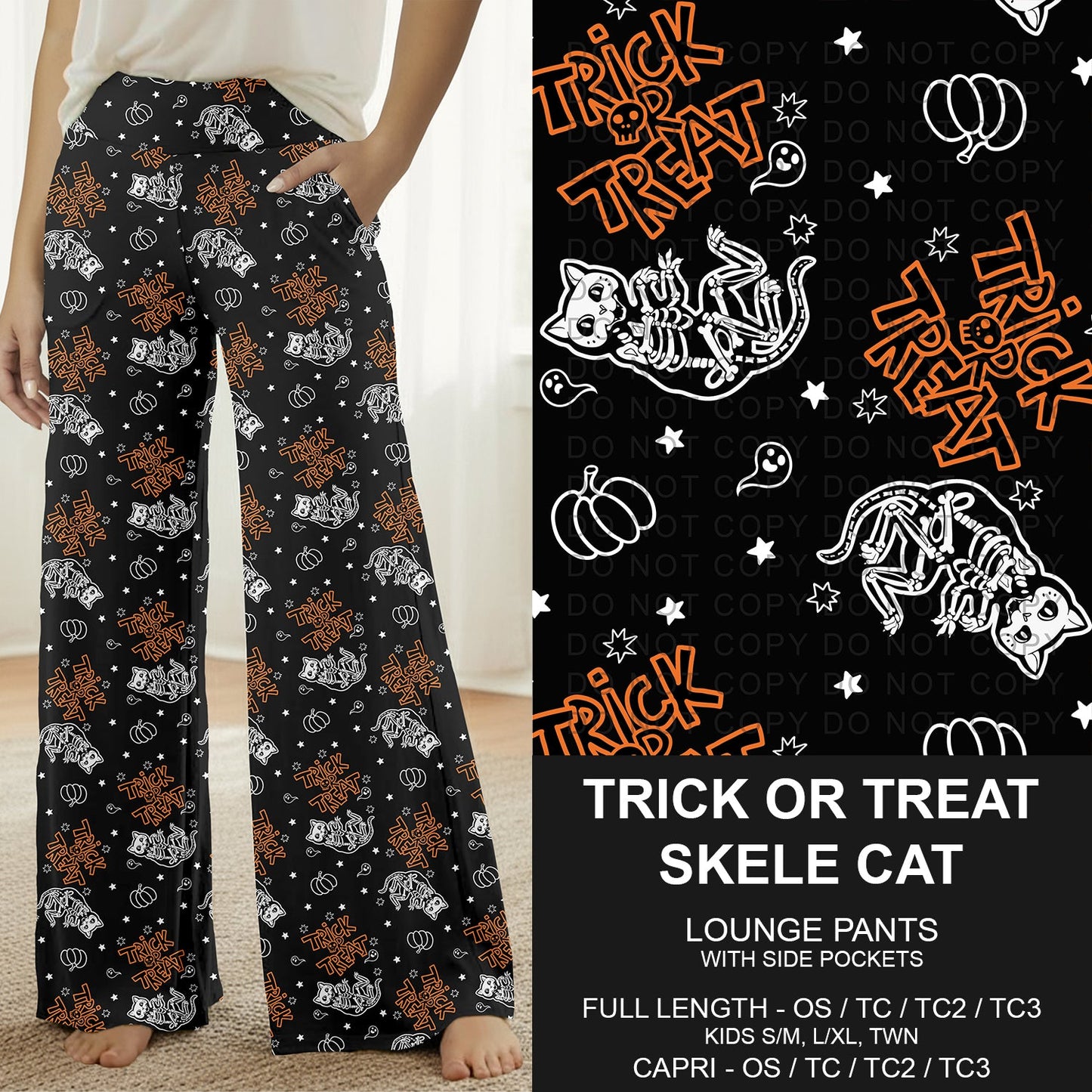 B295 - Preorder Trick or Treat Skele Cat Lounge Pants (Closes 6/14. ETA: late Aug.)