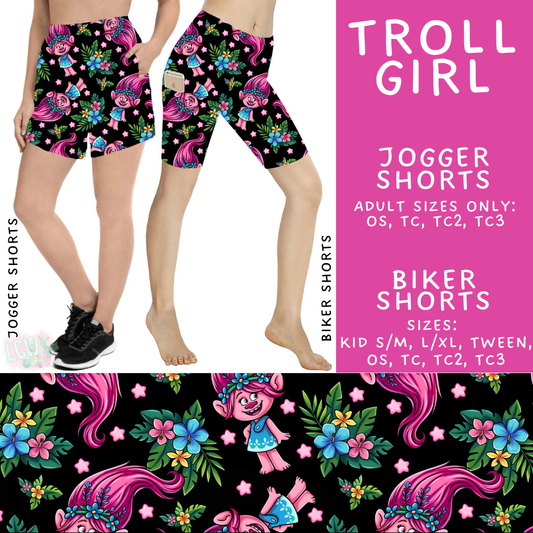 Batch #531 - Cool Characters 15 - Closes 5/18 - ETA late July - Troll Girl Biker & Jogger Shorts