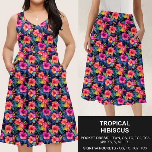 B285 - Preorder Tropical Hibiscus Dress/Skirt with Pockets (Closes 4/15. ETA: mid June)