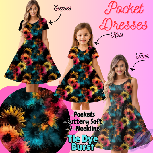 TIE DYE BURST-POCKET DRESS PREORDER-CLOSING 3/16