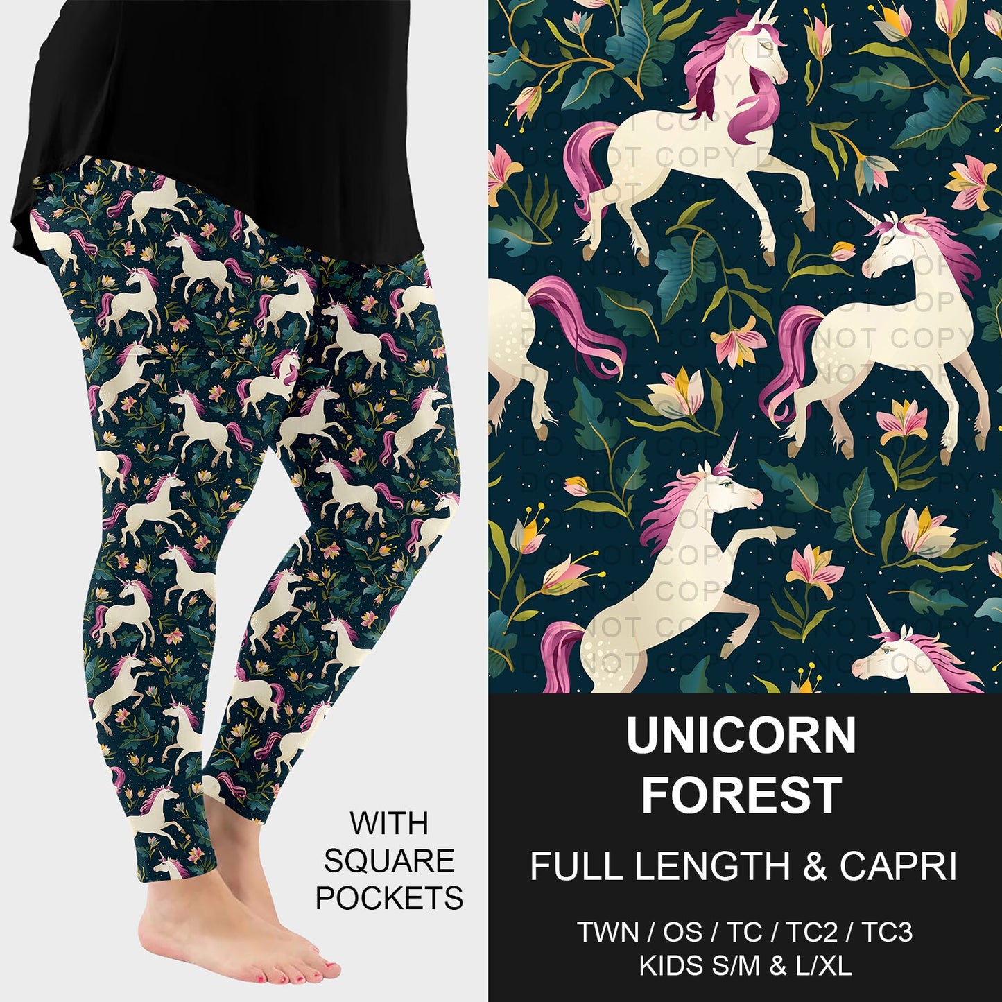 B277 - Preorder Unicorn Forest Leggings w/ Pockets (Closes 3/08. ETA: mid May)