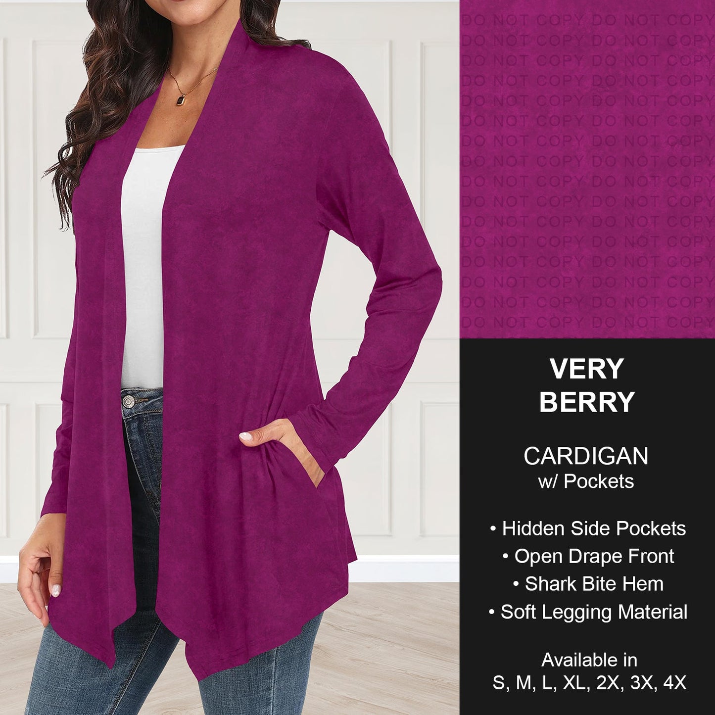 B280 - Preorder Very Berry Cardigan w/ Pockets (Closes 3/22. ETA: late May)