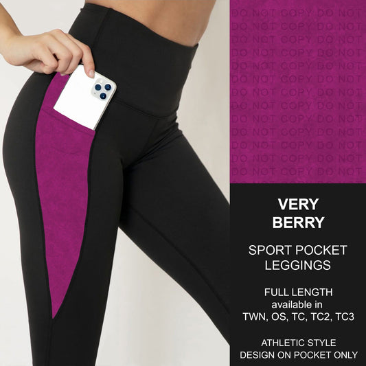 B280 - Preorder Very Berry Sport Pocket Leggings (Closes 3/22. ETA: late May)