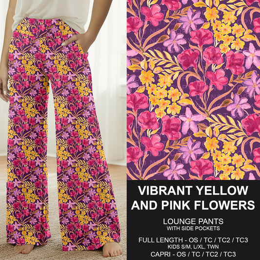 B294 - Preorder Vibrant Yellow and Pink Flowers Lounge Pants (Closes 6/07. ETA: early Aug.)