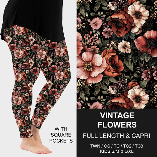 B314 - Preorder Vintage Flowers Leggings w/ Pockets (Closes 9/27. ETA: late Nov.)