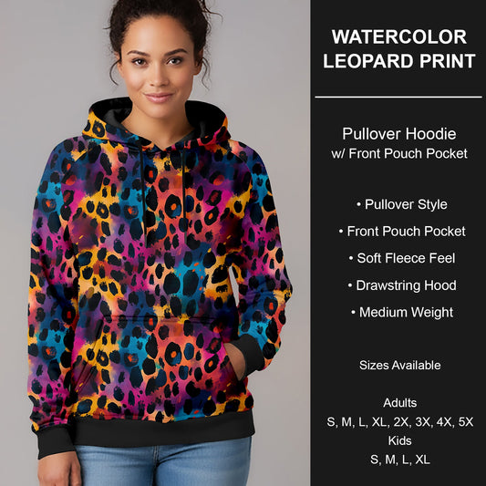 B266 - Preorder Watercolor Leopard Print Pullover Hoodie (Closes 12/17. ETA late Feb.)