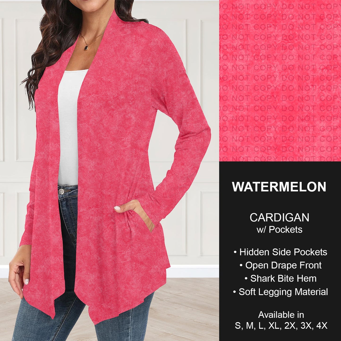 B280 - Preorder Watermelon Cardigan w/ Pockets (Closes 3/22. ETA: late May)