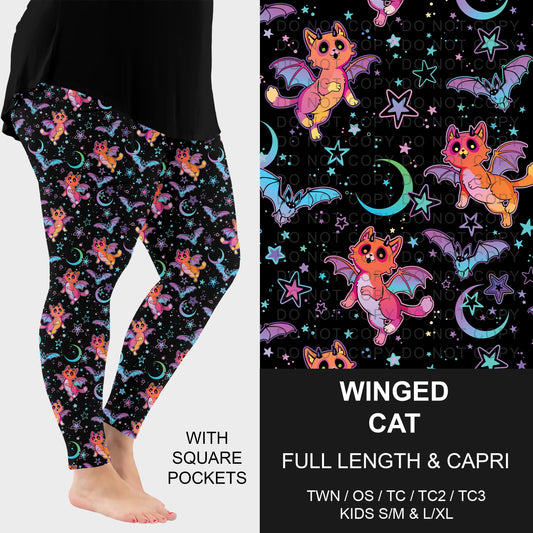 B307 - Preorder Winged Cat Leggings w/ Pockets (Closes 8/02. ETA: early Oct.)