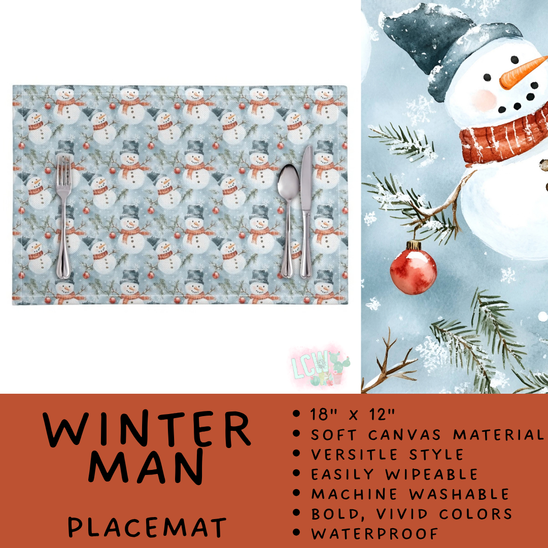 Batch #602 - Table Runners & Placemats - Closes 10/23 - ETA mid Dec - Winter Man Placemat