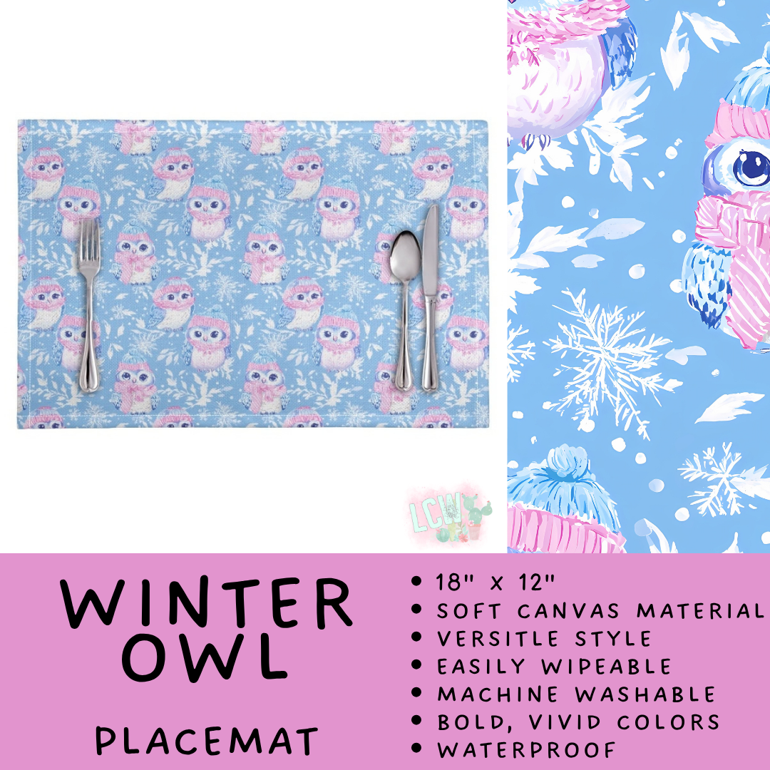 Batch #602 - Table Runners & Placemats - Closes 10/23 - ETA mid Dec - Winter Owl Placemat
