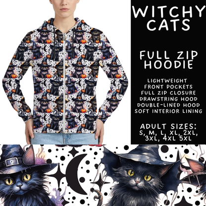 Batch #556 - Halloween 3 - Closes 7/15 - ETA mid Sept - Witchy Cats Full Zip Hoodie