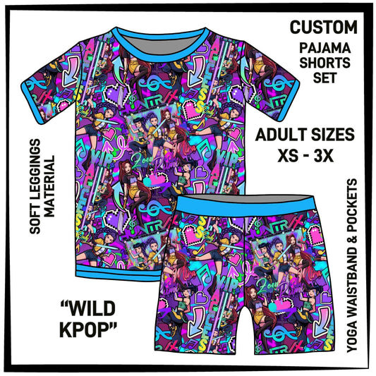 PS1S - Wild KPop Pajamas Top & Shorts Set - Preorder Closing 7/1 ETA: Late Aug