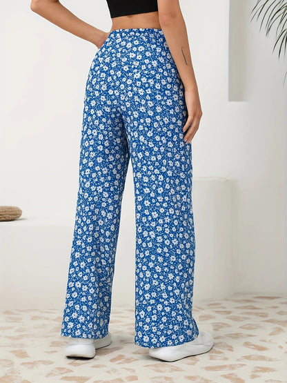 Leopard Print Wide Leg Pants – High-Waisted Stretch