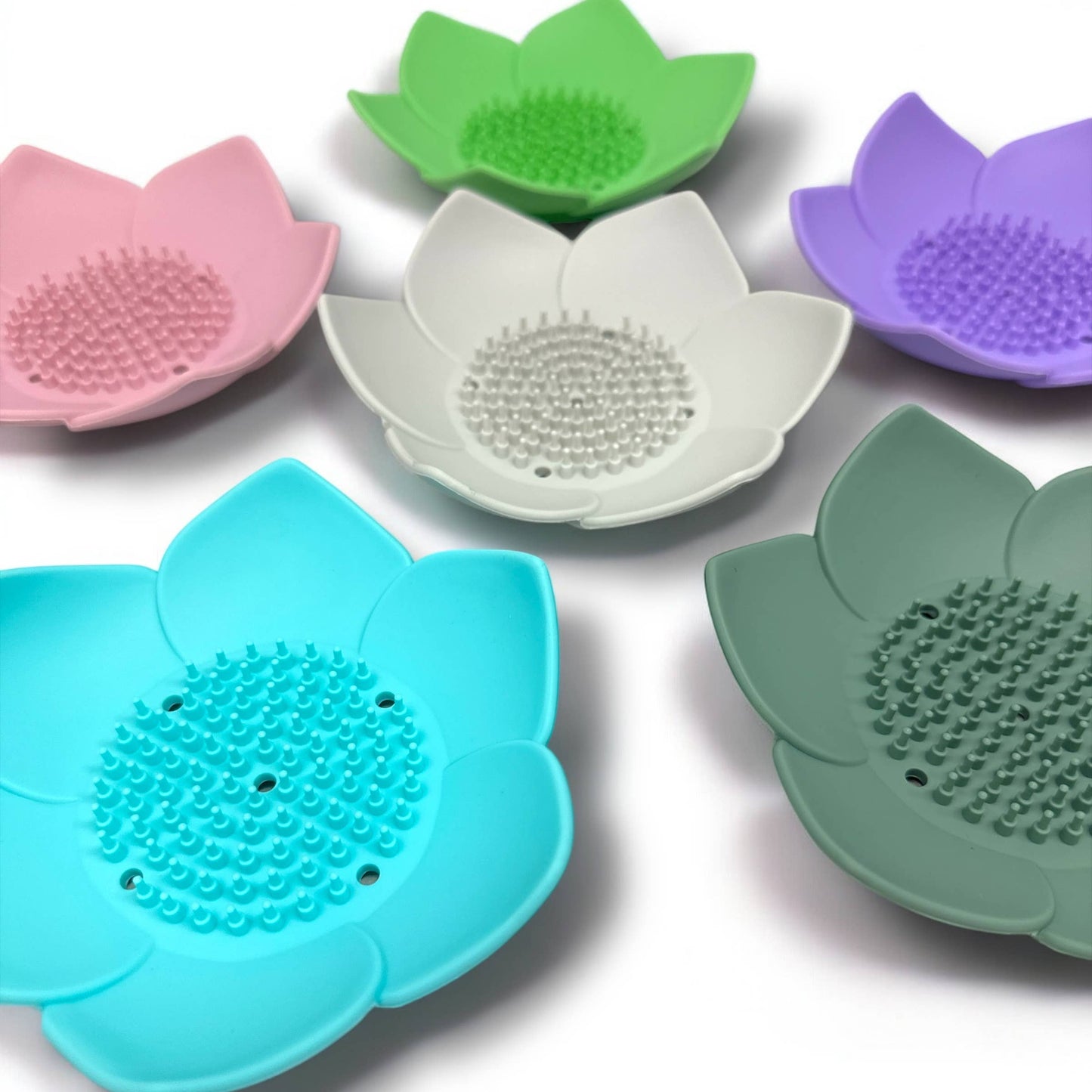 Shower Steamer Tray - Lotus Shape - Flexible Silicone: Green