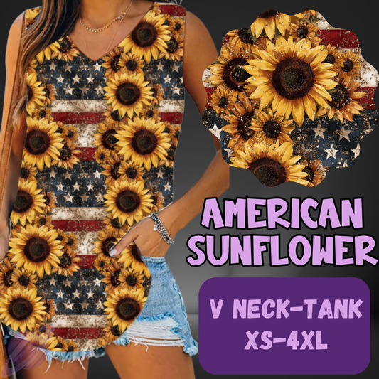 AMERICAN SUNFLOWER-PATTERN PANEL OUTFIT RUN-SOFT CLOSE 7/10 HARD CLOSE 7/12