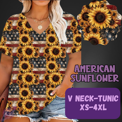 AMERICAN SUNFLOWER-PATTERN PANEL OUTFIT RUN-SOFT CLOSE 7/10 HARD CLOSE 7/12