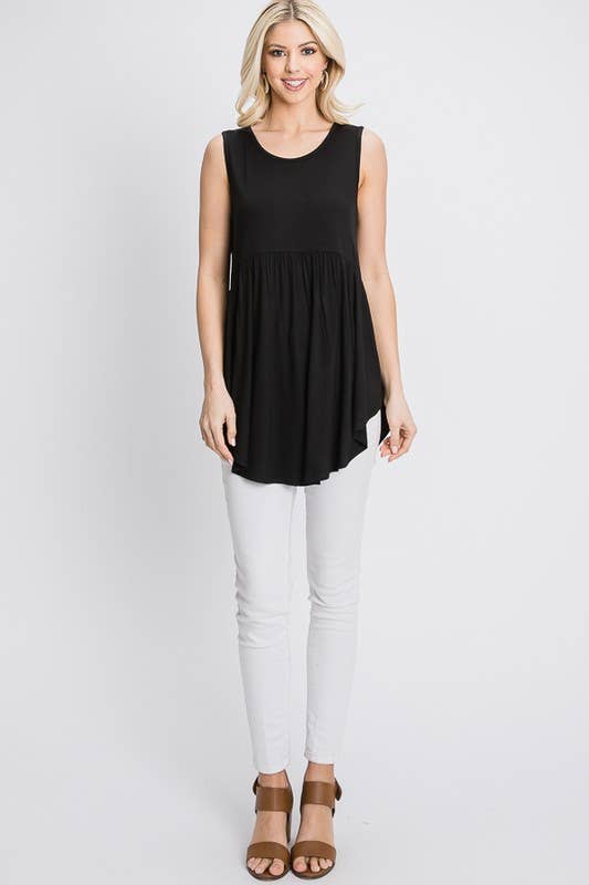ST1748S SLEEVELESS ROUND NECK SOLID BABYDOLL TOP: MINT / 2-2-2 (S-M-L)