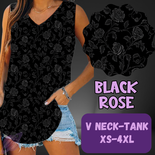 BLACK ROSE-PATTERN PANEL OUTFIT RUN-SOFT CLOSE 7/10 HARD CLOSE 7/12