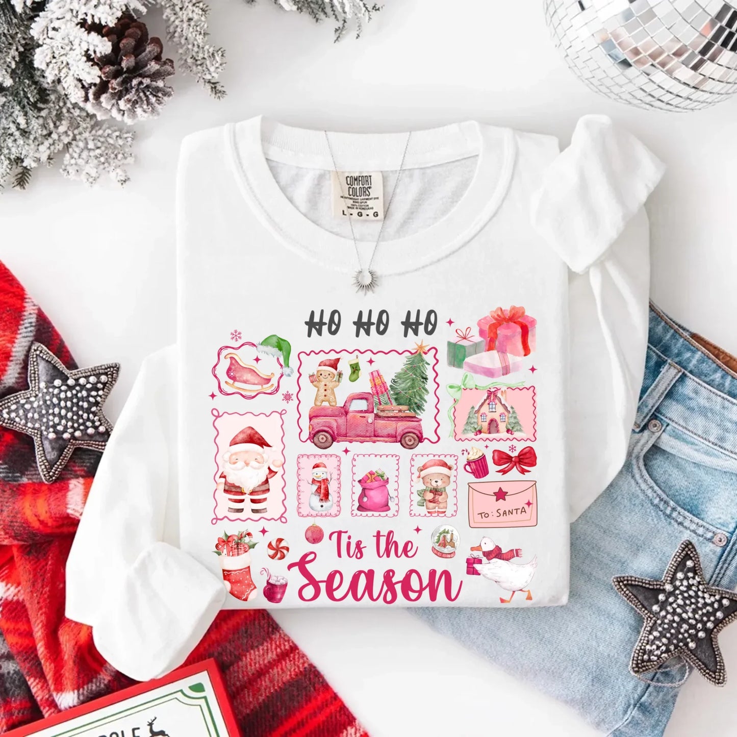 Comfort Colors Long Sleeve Ho Ho Ho Tis The Season Christmas Shirt