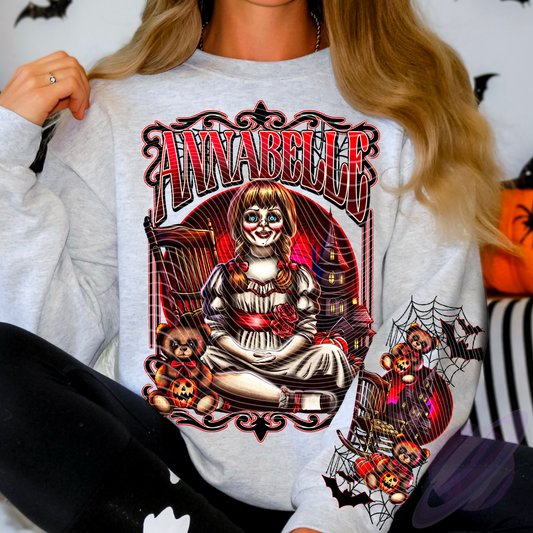 CREEPY DOLL- CREW SWEATSHIRT W/ SLEEVE PRINT